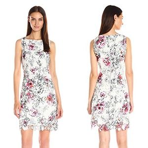 white floral lace cutout dress